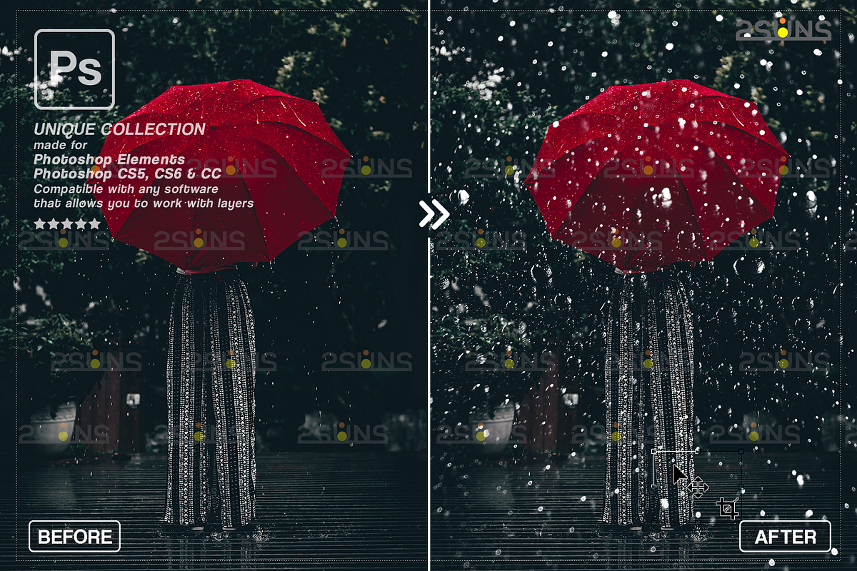 Rain Photoshop Overlays, an Object Graphic by 2SUNS (Photo 5 of 9)