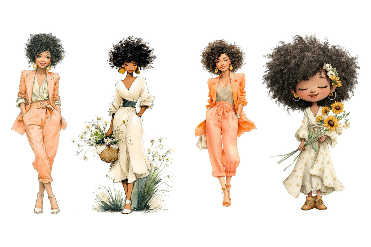 African American Girls Clipart, an Illustration by Designworld (Photo 4 of 5)