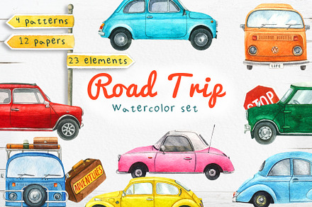 Road trip watercolor set