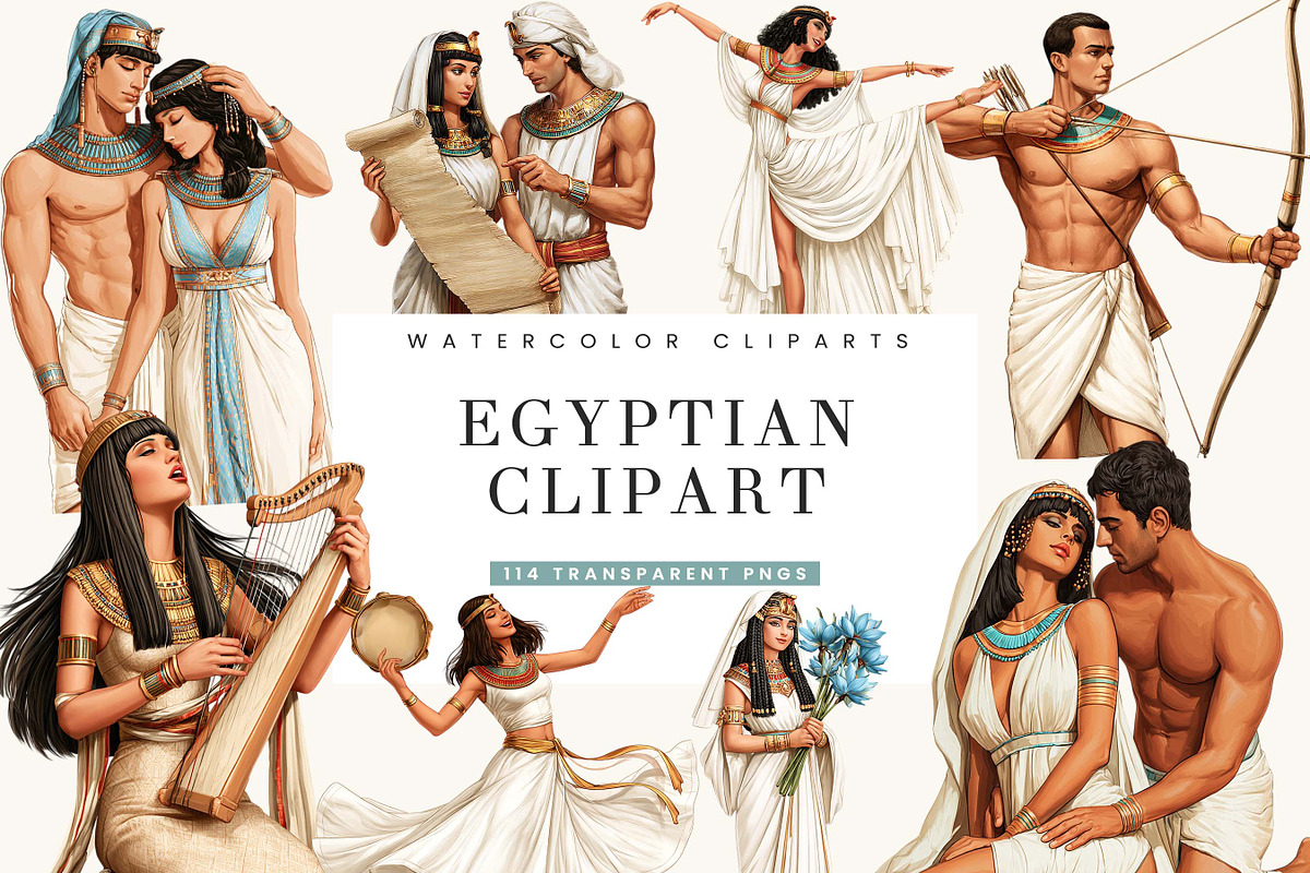 Egyptian Watercolor Clipart Bundle, an Object Illustration by BusyDaydesign (Photo 1 of 9)