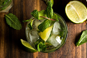 Mojito cocktail with rum containing mojito, cocktail, and lime