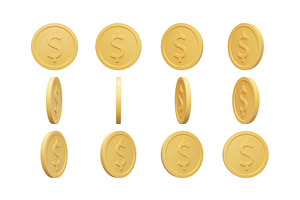 USD Gold Coin 3d Render