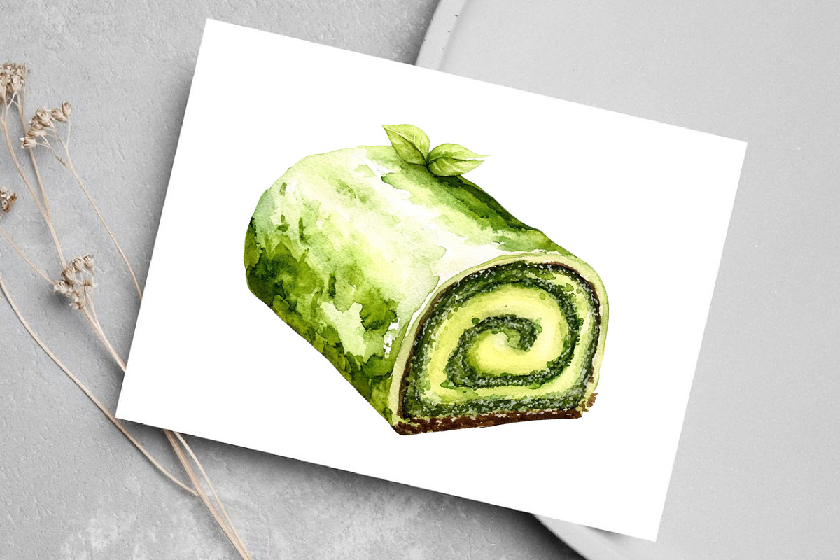 Watercolor Green Tea Clipart Bundle, an Illustration by Canvas Craft (Photo 4 of 8)