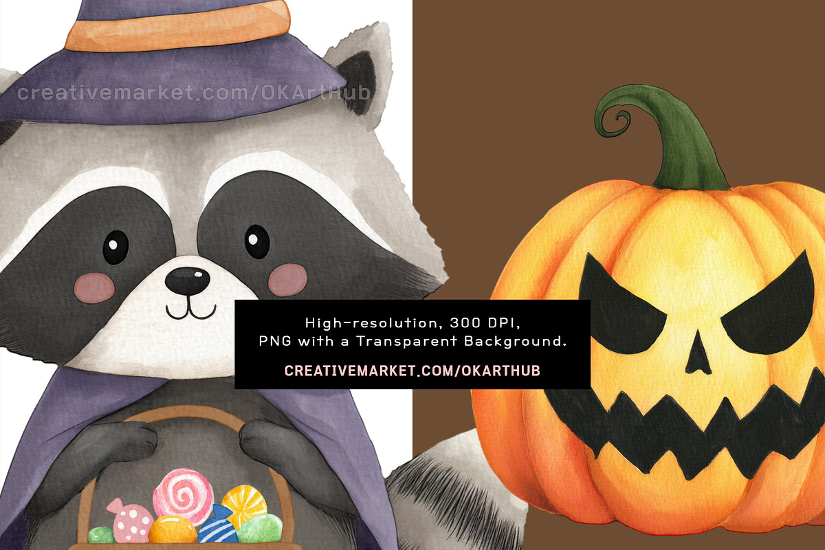 Halloween Woodland Animals Clipart, a Seasonal Illustration by OKArtHub (Photo 4 of 6)