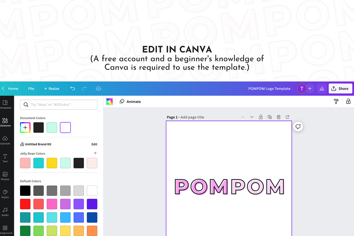 PomPom: Pink Logo Template for Canva, a Branding & Logo Template by ltsdesigns (Photo 3 of 3)