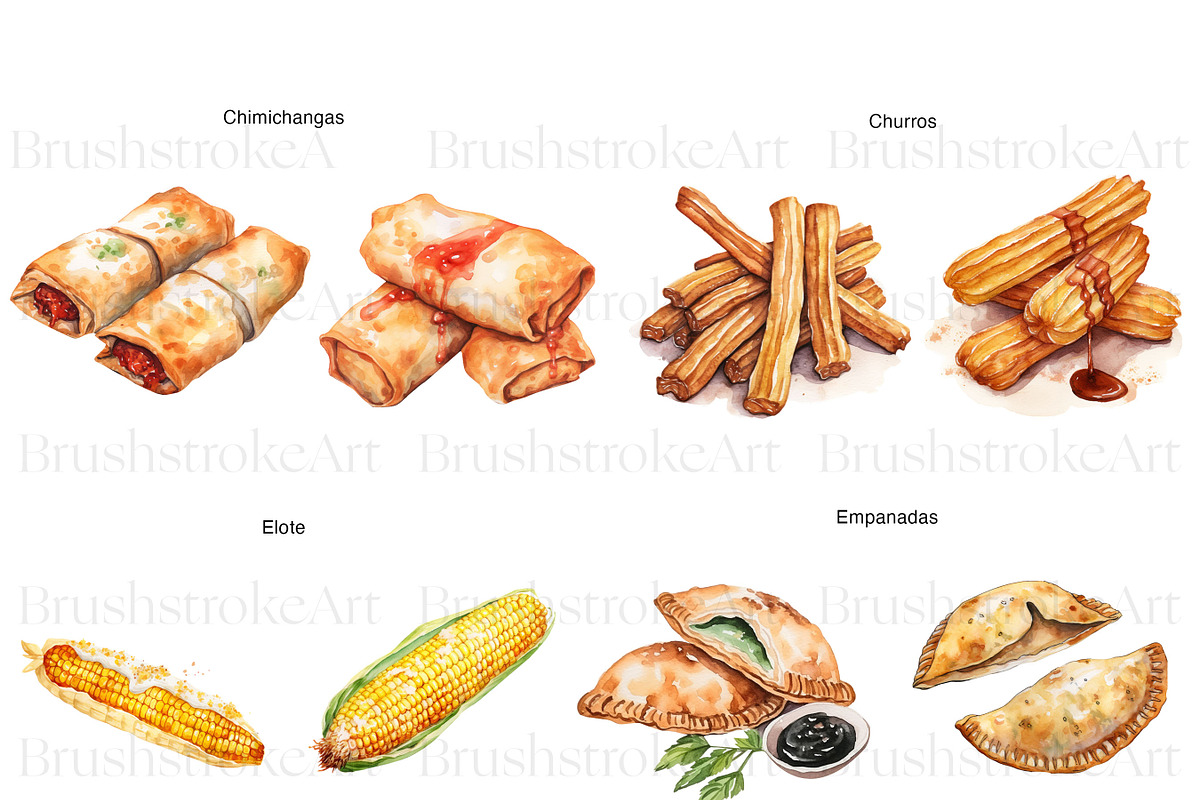 Mexican Food Clipart, Tacos, Nachos, a Food Illustration by BrushstrokeArtGB (Photo 5 of 9)
