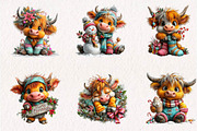 Cute Highland Cow Christmas clipart, a Seasonal Illustration by CreationArt (Thumbnail 4 of 7)