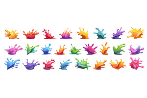color splash set cartoon. yellow red, an Illustration by Stock-Smart-Start