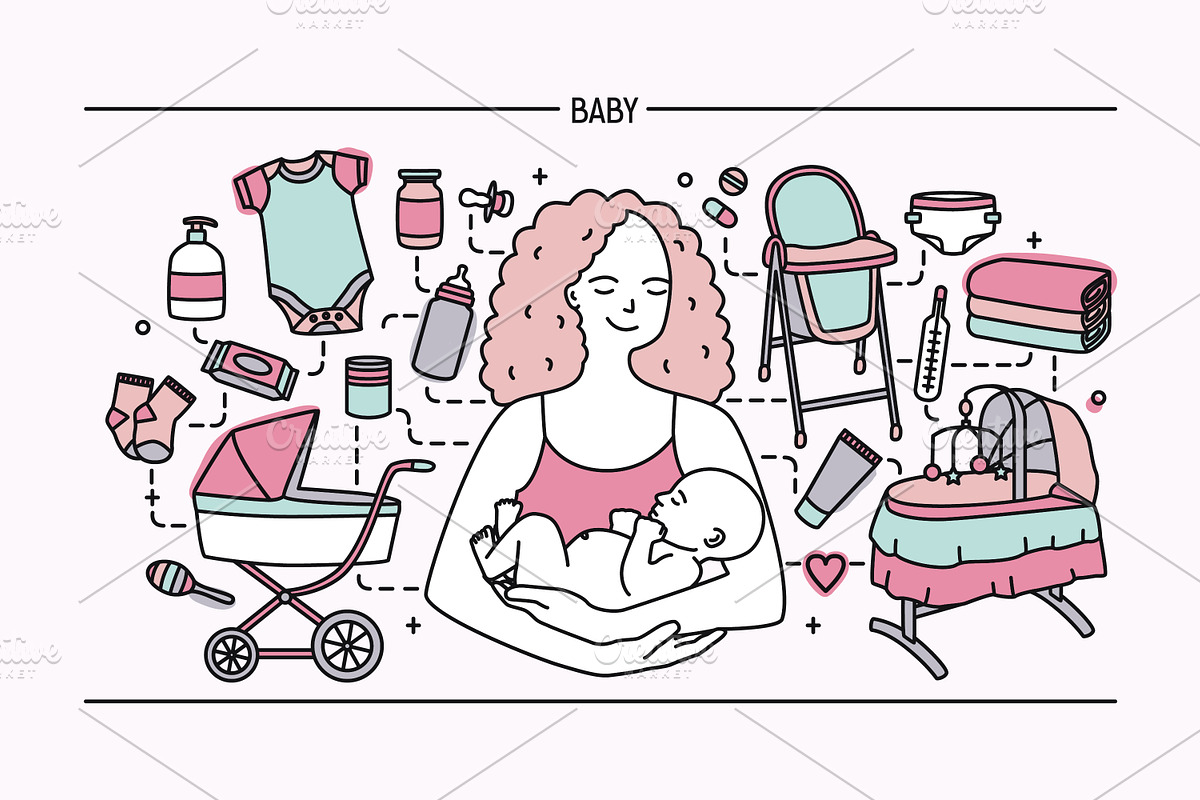 Newborn baby care products, tools, a Healthcare Illustration by Good Studio (Photo 4 of 11)