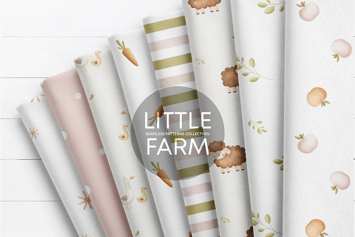Cute Farm Animal Patterns for Kids, a Pattern Graphic by vatrushkaprint_store (Photo 1 of 7)