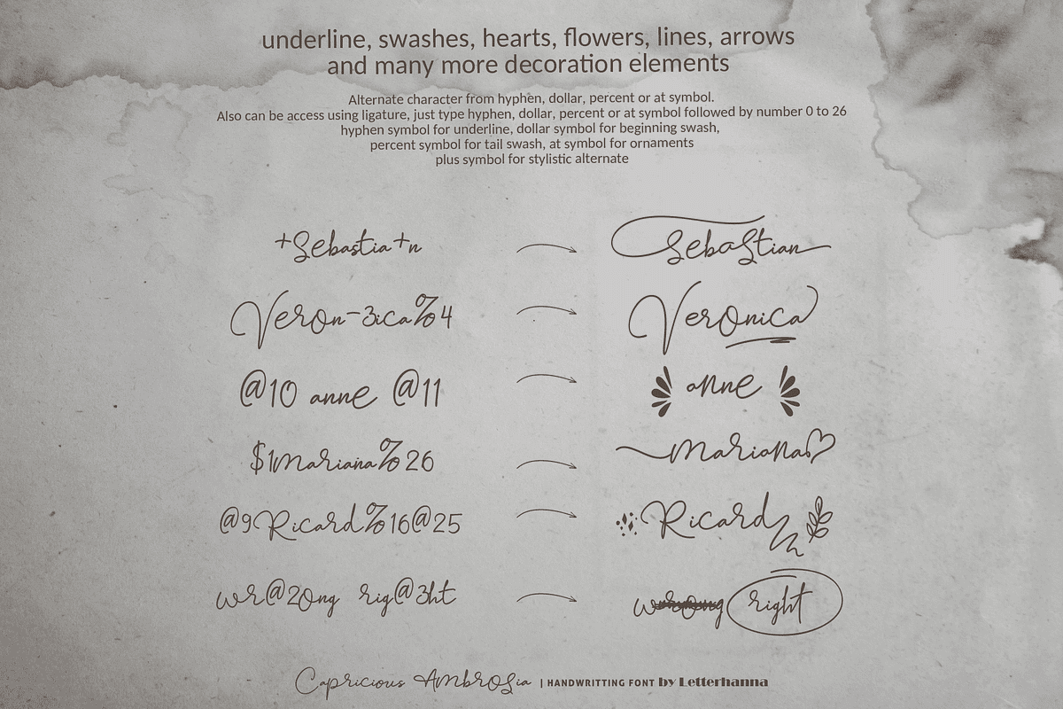 Capricious Ambrosia Quirky Font, a Handwritten Font by Letterhanna Studio (Photo 4 of 13)