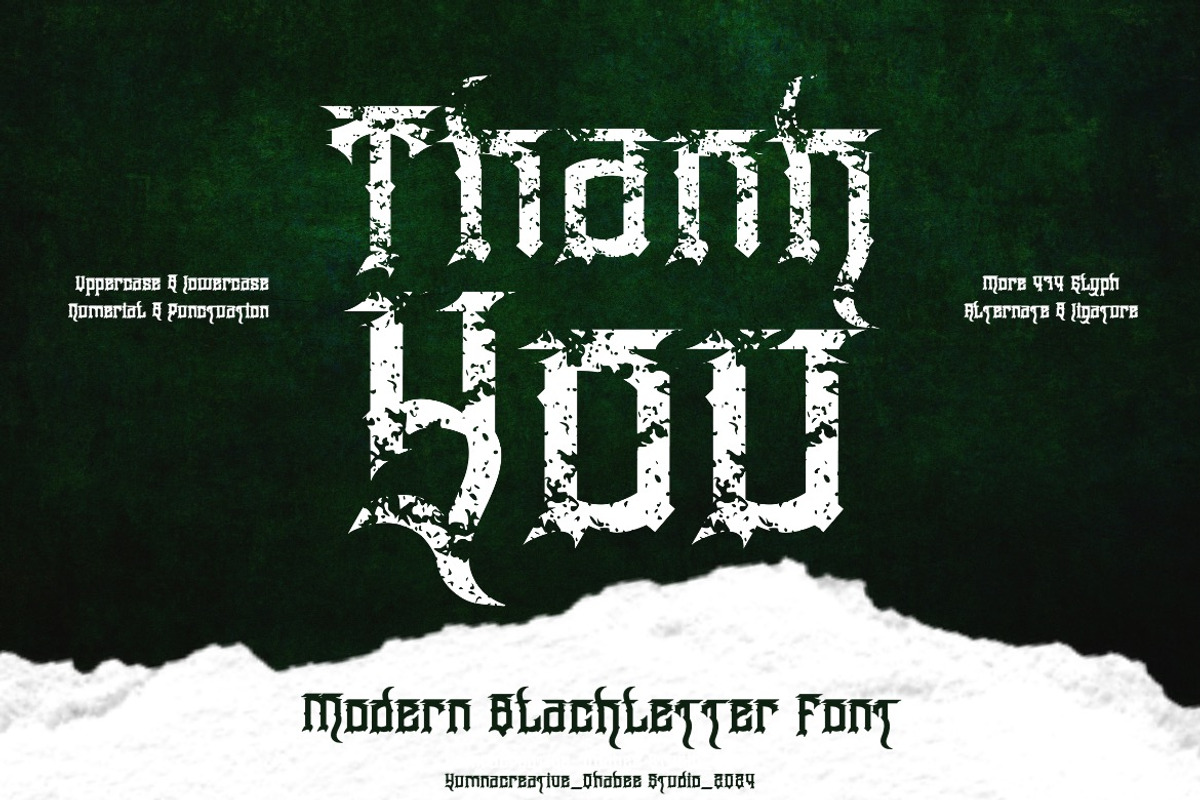 Wangor Asfrac - Modern Blackletter, a Blackletter Font by Dhabee (Photo 11 of 15)