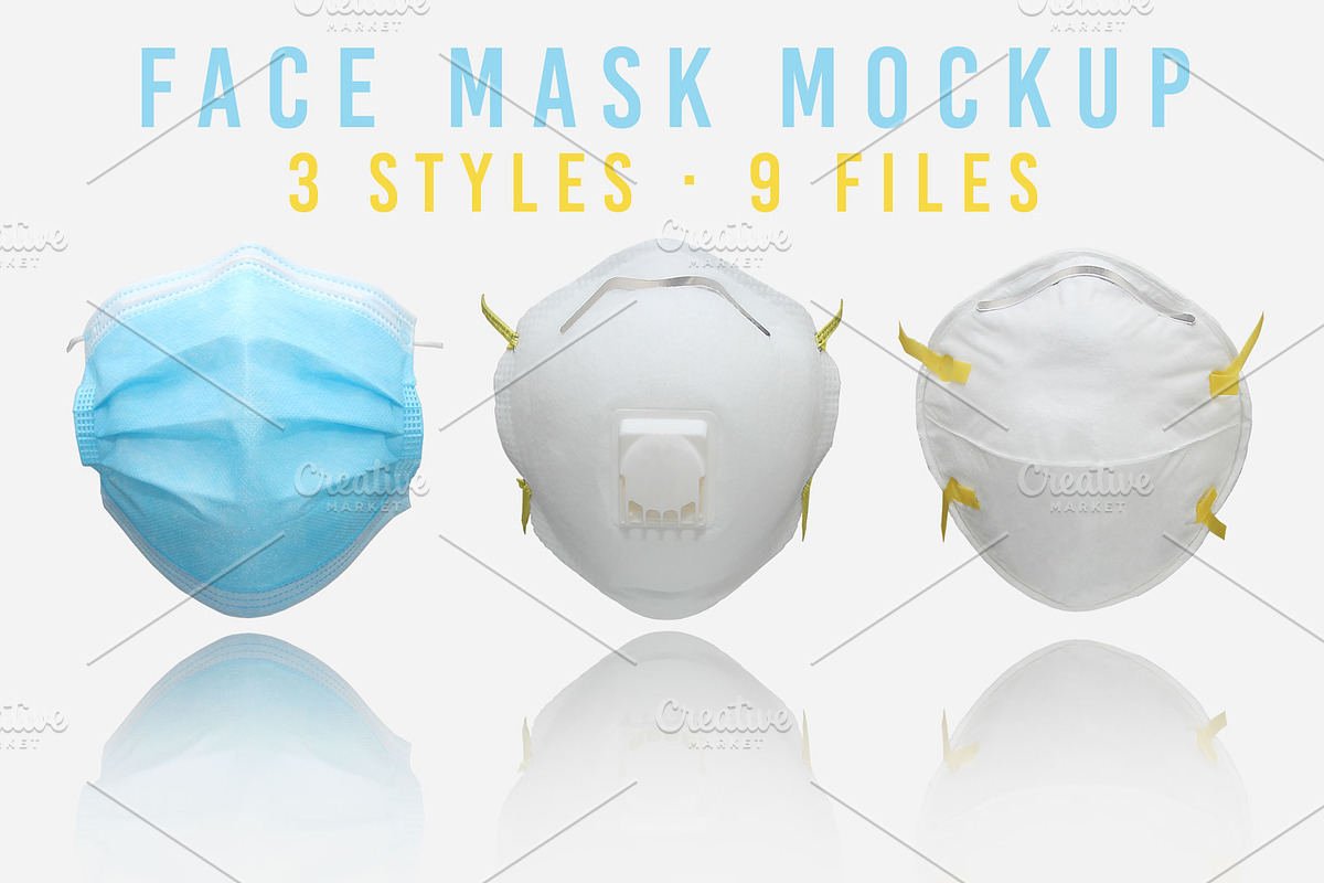 3 Medical Face Mask Mockup Set, a Health & Medical Photo by SkyvaraSupply (Photo 1 of 4)