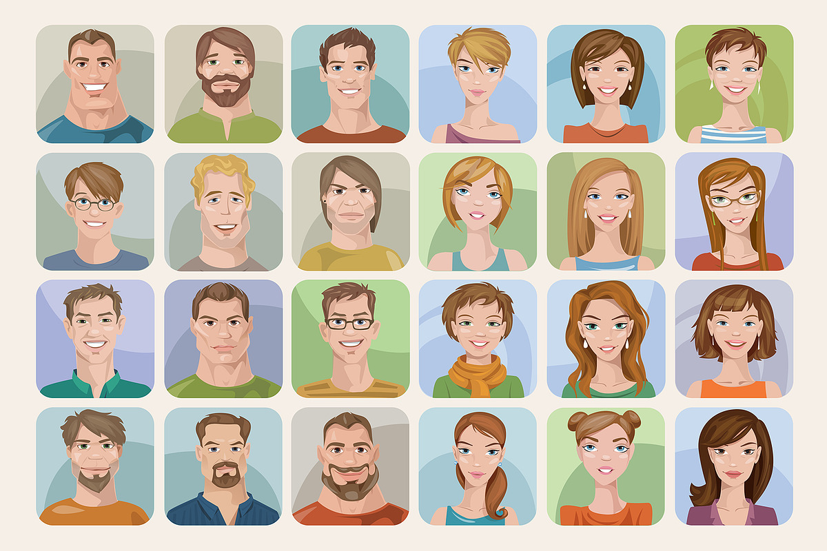 48 male&female avatars, a Graphic by Giraffarte (Photo 2 of 3)