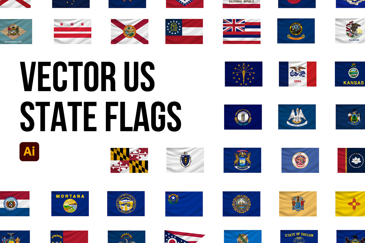 Vector US State Flags, an Object Graphic by Loudoun Design Co.