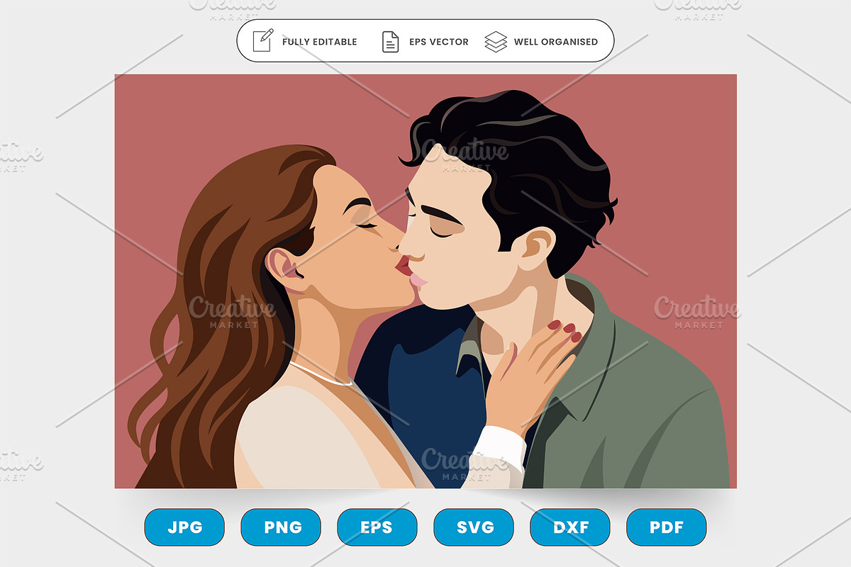A couple sharing a passionate kiss a, a Graphic by SaroStock