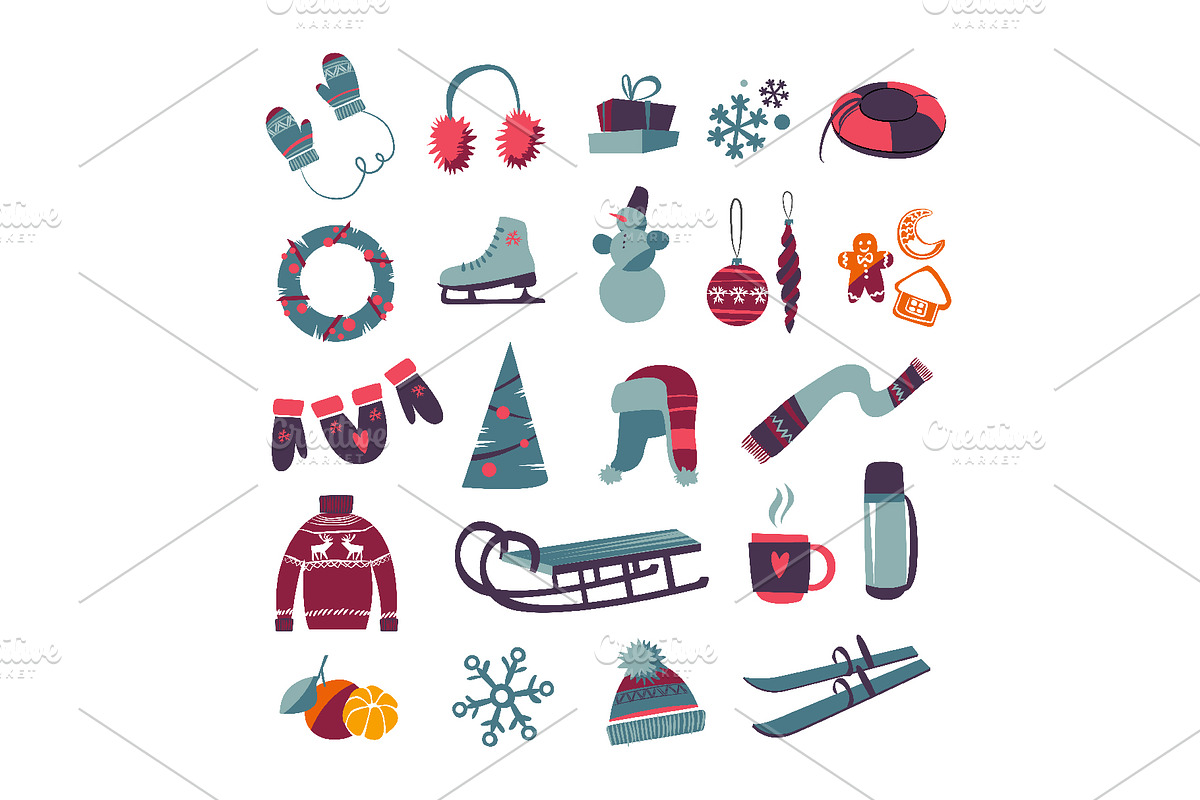 Winter Activities Vector Set, a Seasonal Illustration by Zonda (Photo 4 of 13)