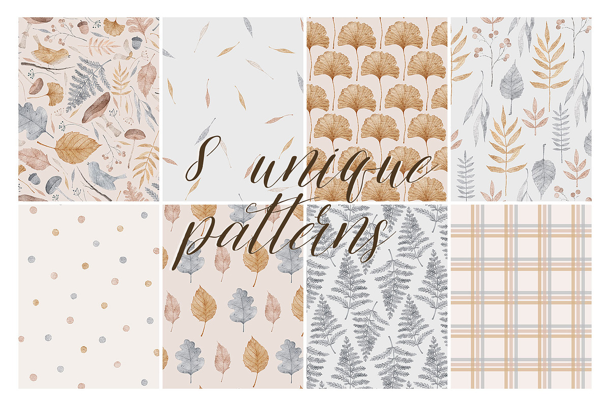 Pastel Autumn Pattern + Elements, a Pattern Graphic by OkPen (Photo 2 of 12)
