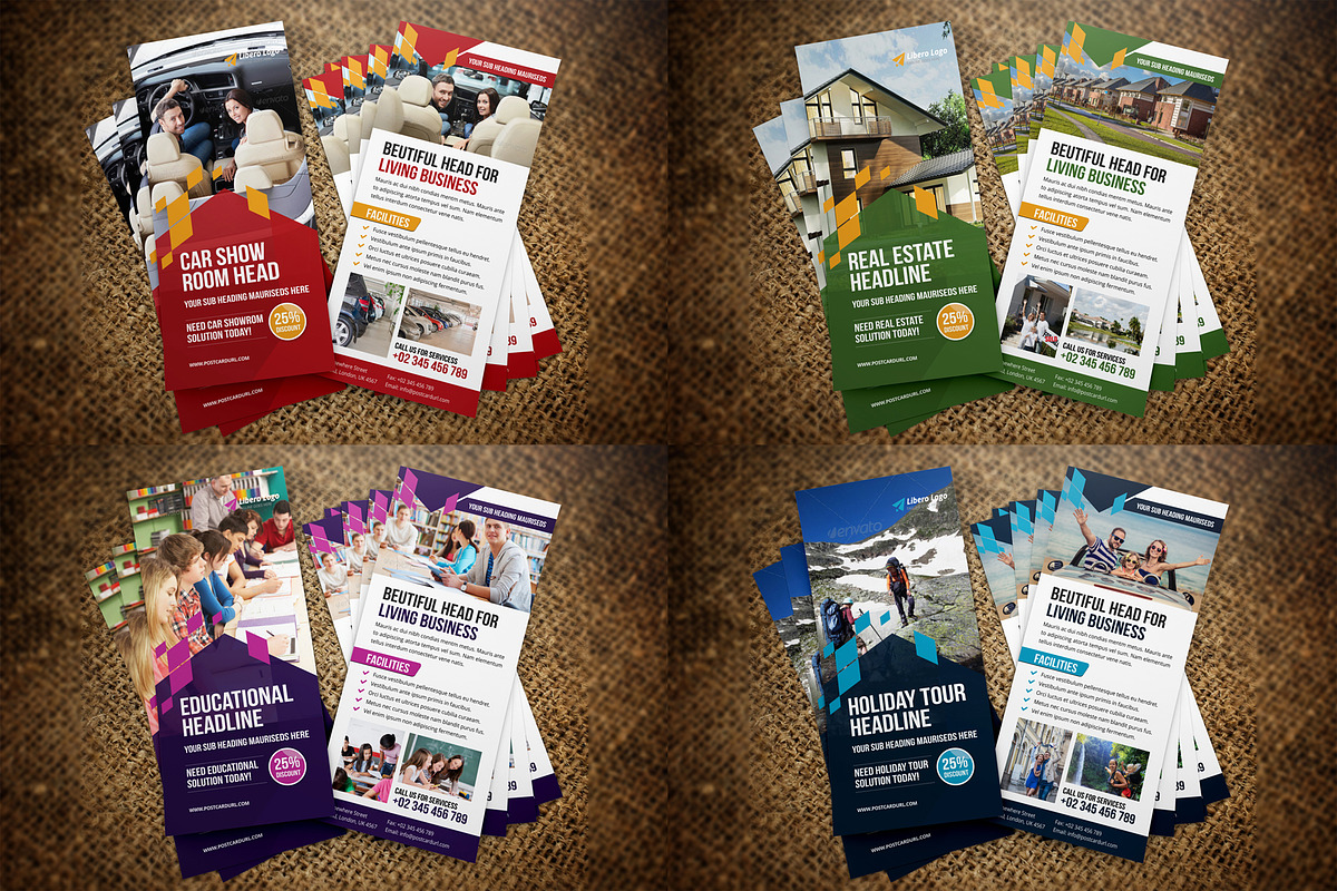 Mega BUNDLE 32+ Postcard Rack cards, a Card Template by Miyaji75 (Photo 14 of 32)