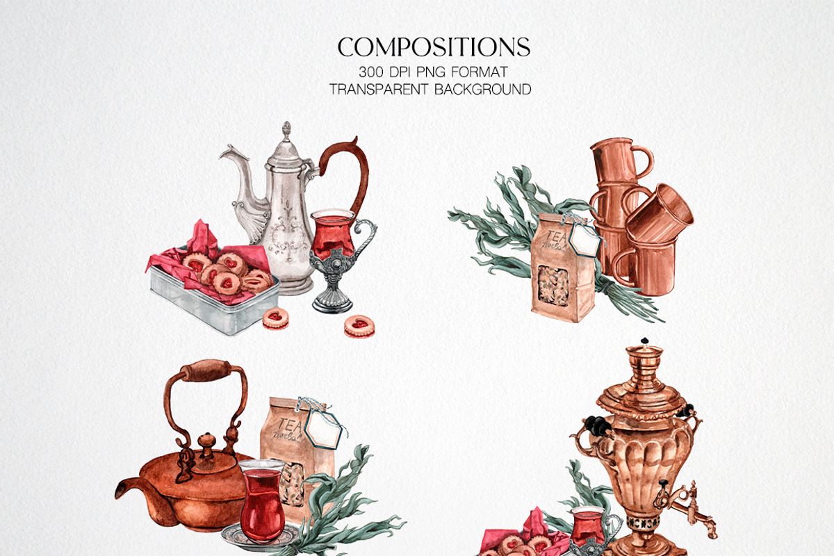 Tea Charm Watercolor collection, a Food Illustration by CrystalinaShop (Photo 3 of 5)