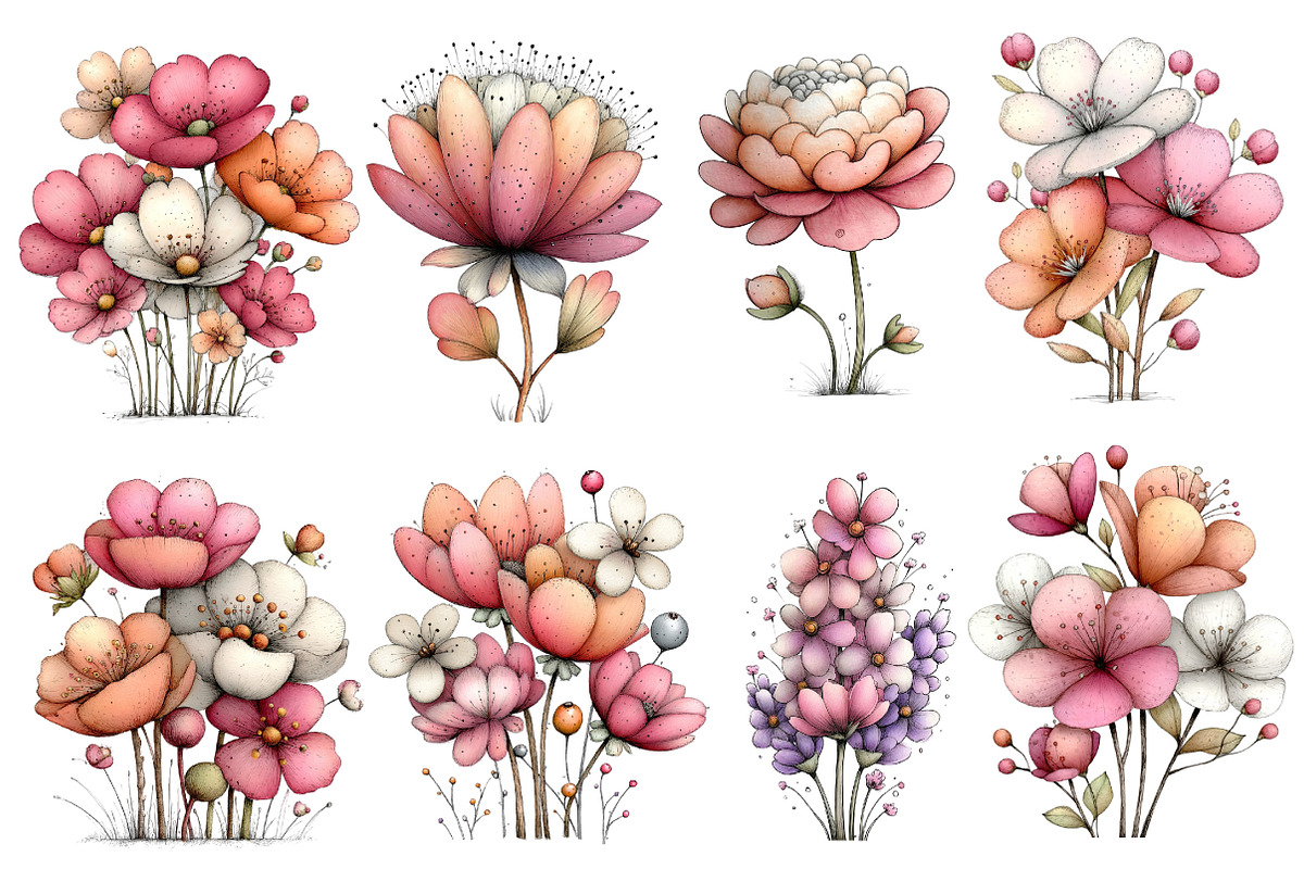 Whimsical Spring Wildflower Clipart, an Illustration by Dream Creation (Photo 5 of 6)