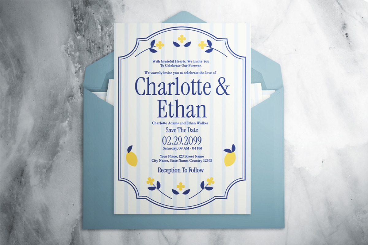 Mediterranean Wedding Invitation, an Invitation Template by The Good Store (Photo 2 of 4)