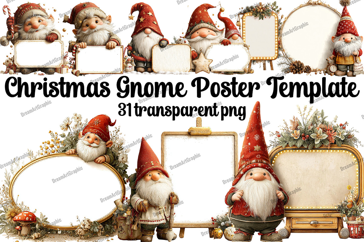 Christmas Gnome Poster Template, an Illustration by DreamArtGraphic (Photo 1 of 4)