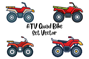 ATV Quad Bike Set Vector, a Transportation Illustration by Awieee1