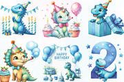 Blue Dinosaur Birthday PNG, an Illustration by CraftArtStudio (Thumbnail 2 of 6)