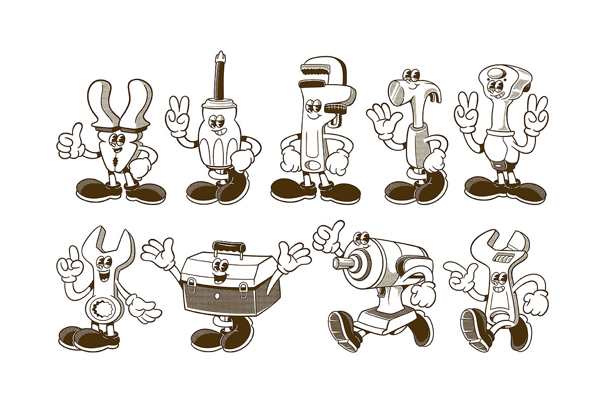 Hand Drawn Tool Set Retro Character, an Object Illustration by Ludere Studios (Photo 2 of 4)