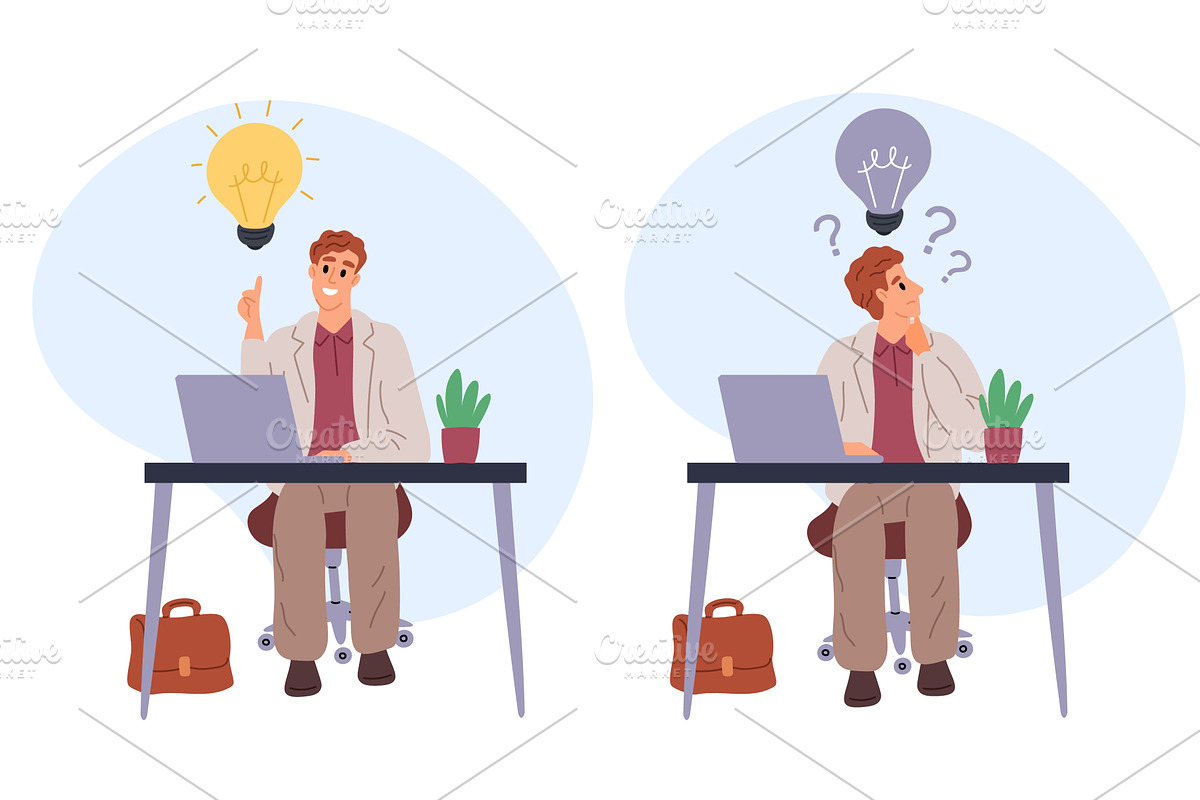Idea search. Male businessman, a Person Illustration by Vectorbuum