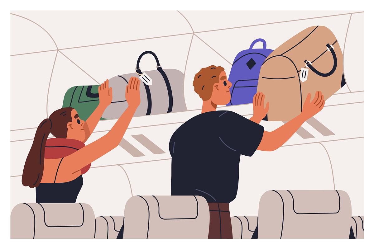 People travel by air in plane set, a Transportation Illustration by Good Studio (Photo 14 of 16)