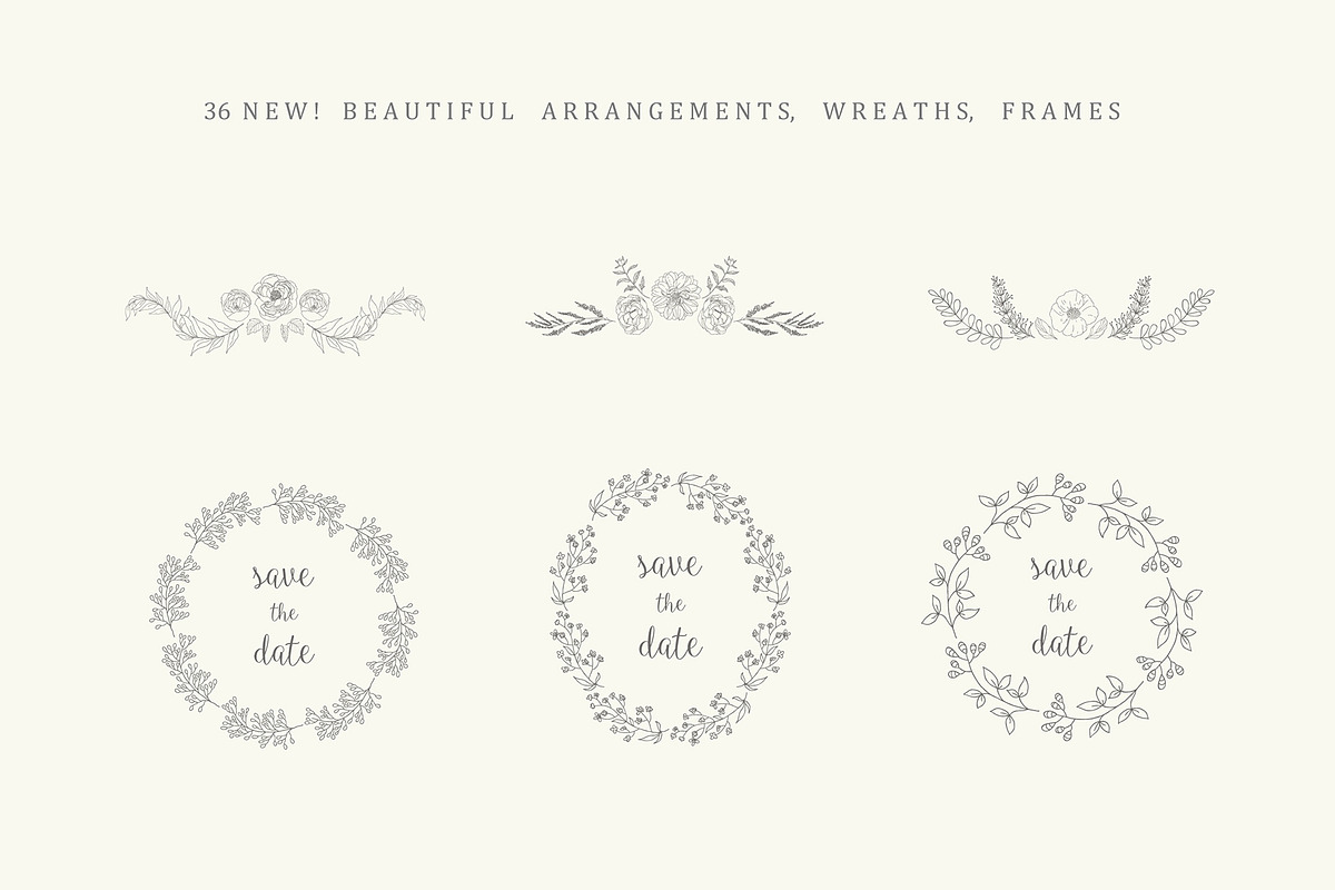 Hand Drawn Floral Elements. Frames, a Seasonal Illustration by Designwork (Photo 16 of 22)
