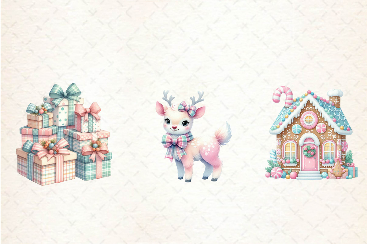 Pastel Preppy Christmas Sublimation, an Illustration by CreationArt (Photo 5 of 5)