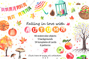 Big autumn set. Watercolor, an Object Illustration by Olga Bonitas (Thumbnail 1 of 6)