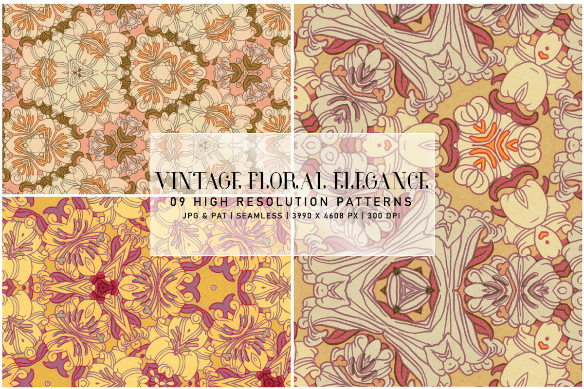 Vintage Floral Elegance, a Pattern Graphic by Digital Art Creations (Photo 1 of 7)