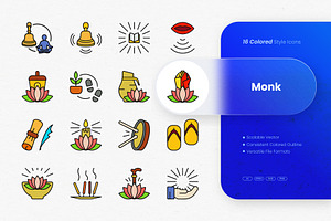 Monk Colored Icons, an Icon by cidcud_graphic