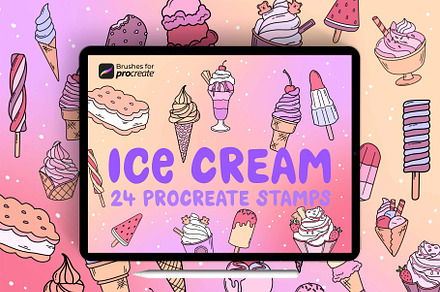 24 procreate ice cream stamp brushes