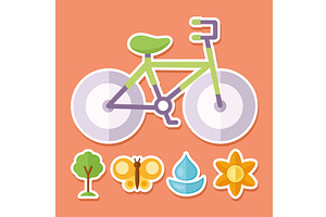 five recycle ecology icons, an Object Illustration by studiogstock