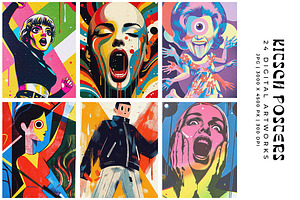 Kitsch Posters, a Decorative Illustration by Digital Art Creations