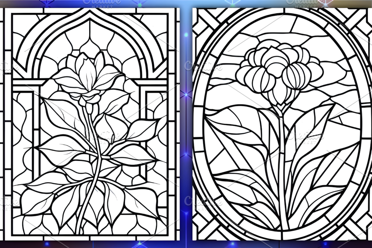 Stained Glass Autumn Coloring Pages, a Seasonal Illustration by Coco Bloom (Photo 2 of 6)