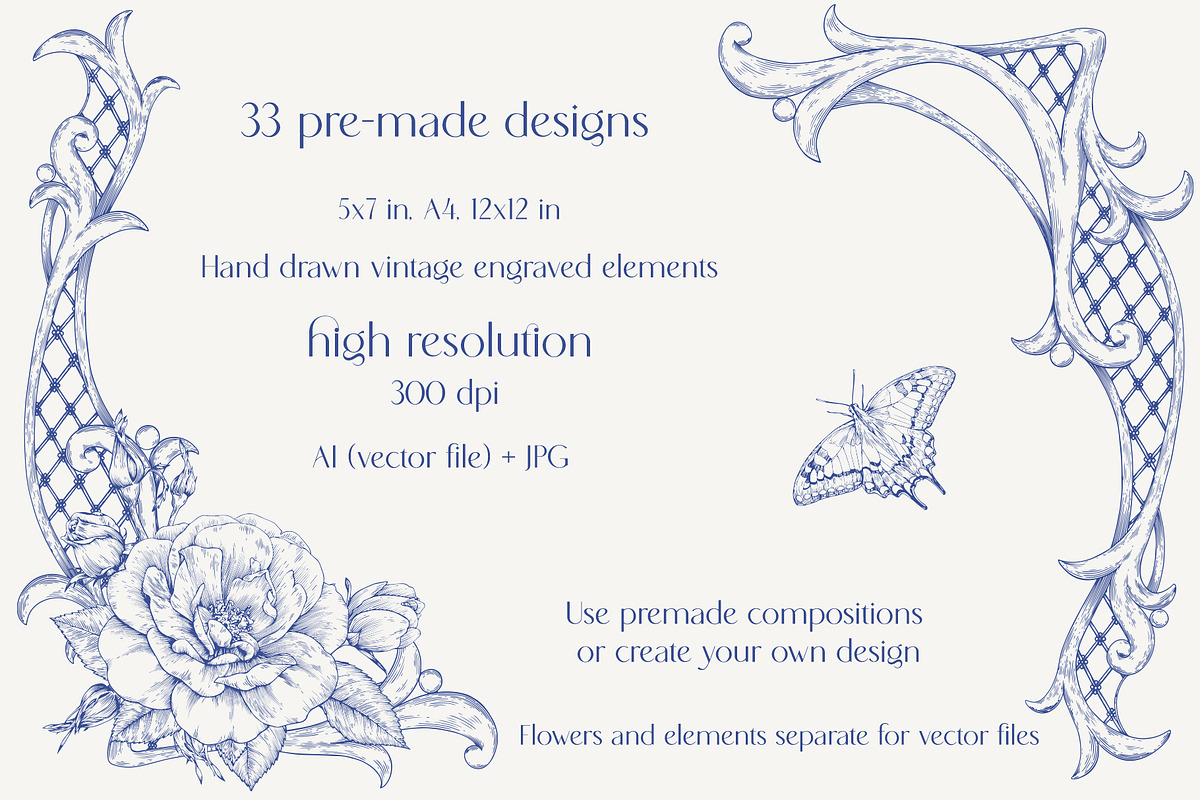 Vintage baroque frames Toile Vector, a Decorative Illustration by ON_lineart_store (Photo 9 of 10)