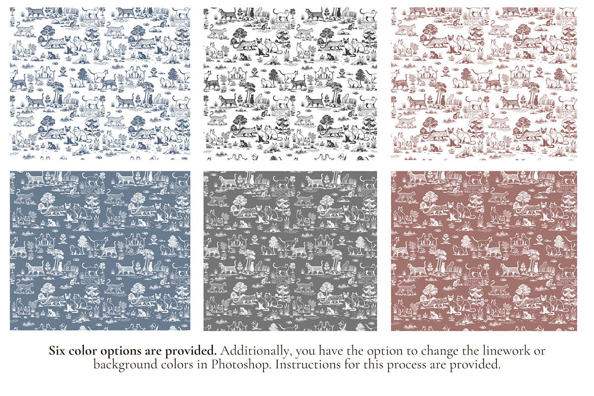 Cat Toile Illustrated Pattern, a Background Graphic by Hughes Studio (Photo 2 of 8)