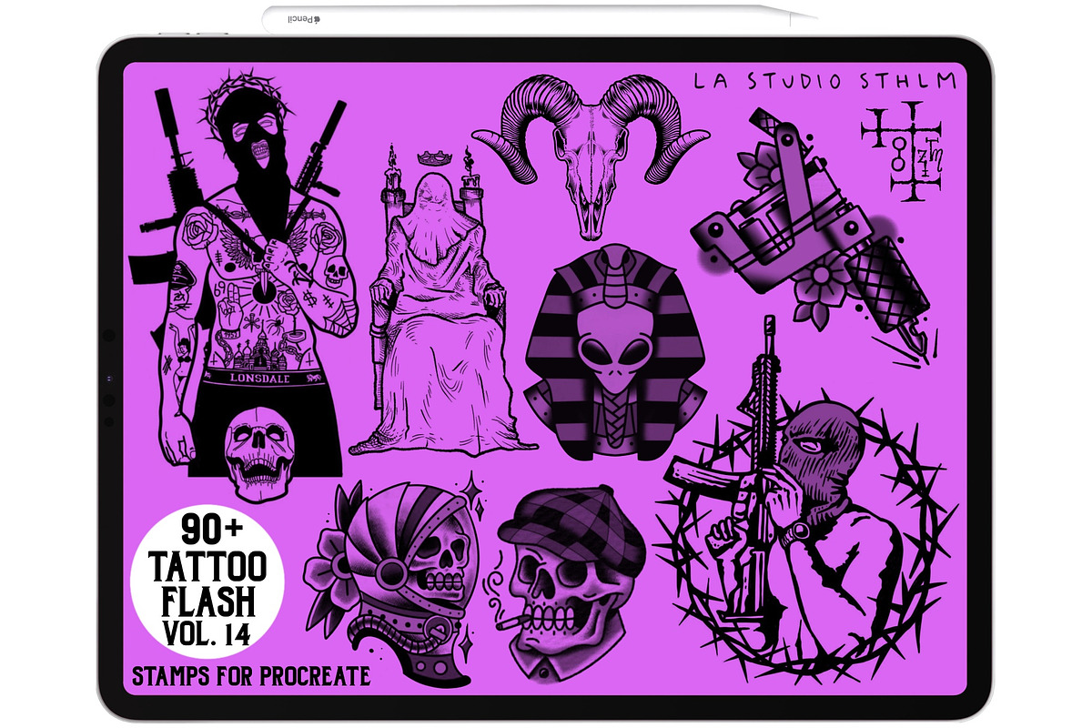 Tattoo Flash Vol. 14 - Stamp Set, a Brush Add-On by LA Studio Sthlm (Photo 5 of 6)