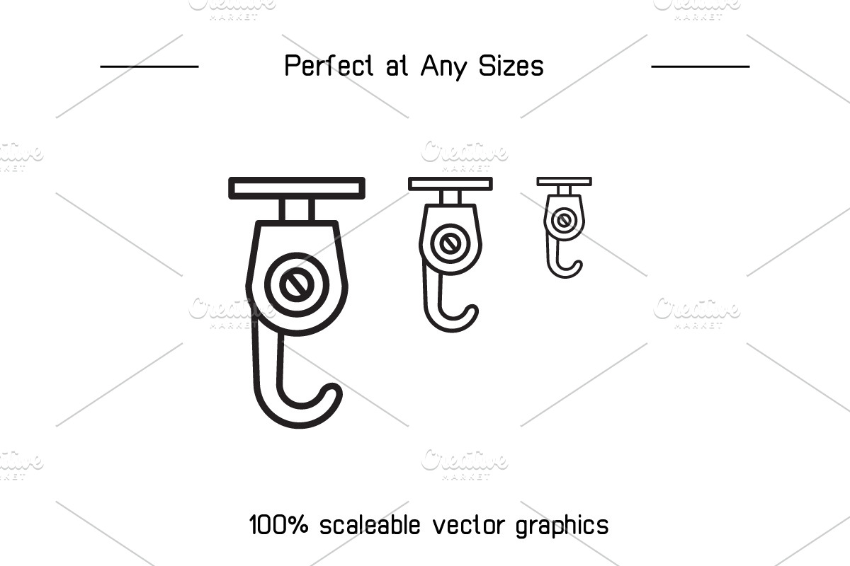 Crane Hook Winch Icons Illustration, an Outline Icon by Designfour (Photo 7 of 7)