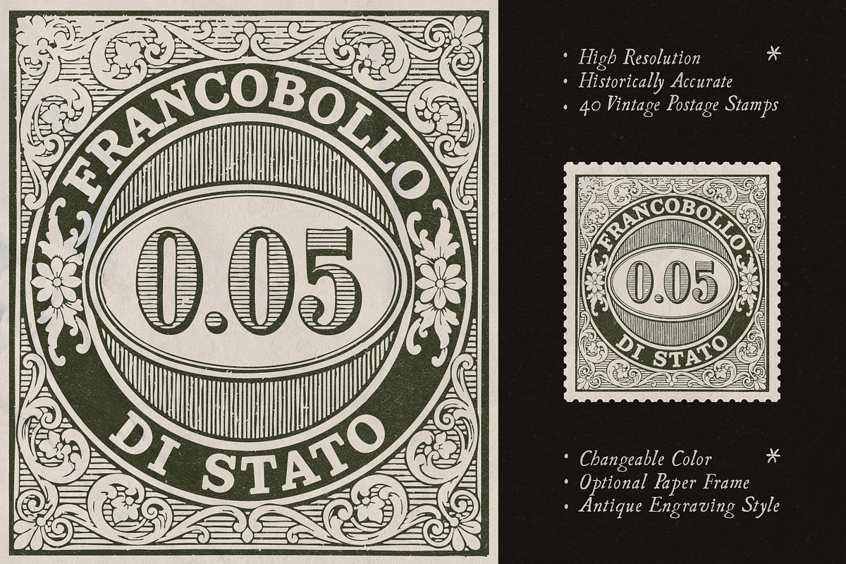Vintage Postage Stamps Collection, an Object Graphic by pixelbuddha.net (Photo 4 of 6)