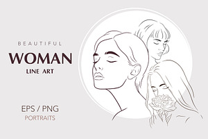 Woman. Portrait. Line art. Beautiful