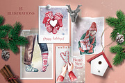 FAMILY CHRISTMAS watercolor clipart, an Illustration by Elena_Sedova (Thumbnail 2 of 8)