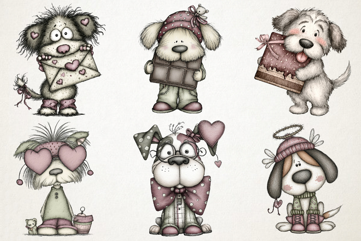 Whimsical Valentine Funny Dog PNG, an Illustration by RobertsArt (Photo 4 of 7)