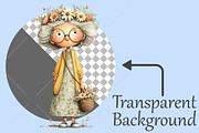 Whimsical Spring Grandma Clipart, a Seasonal Illustration by Canvas Craft (Thumbnail 2 of 10)